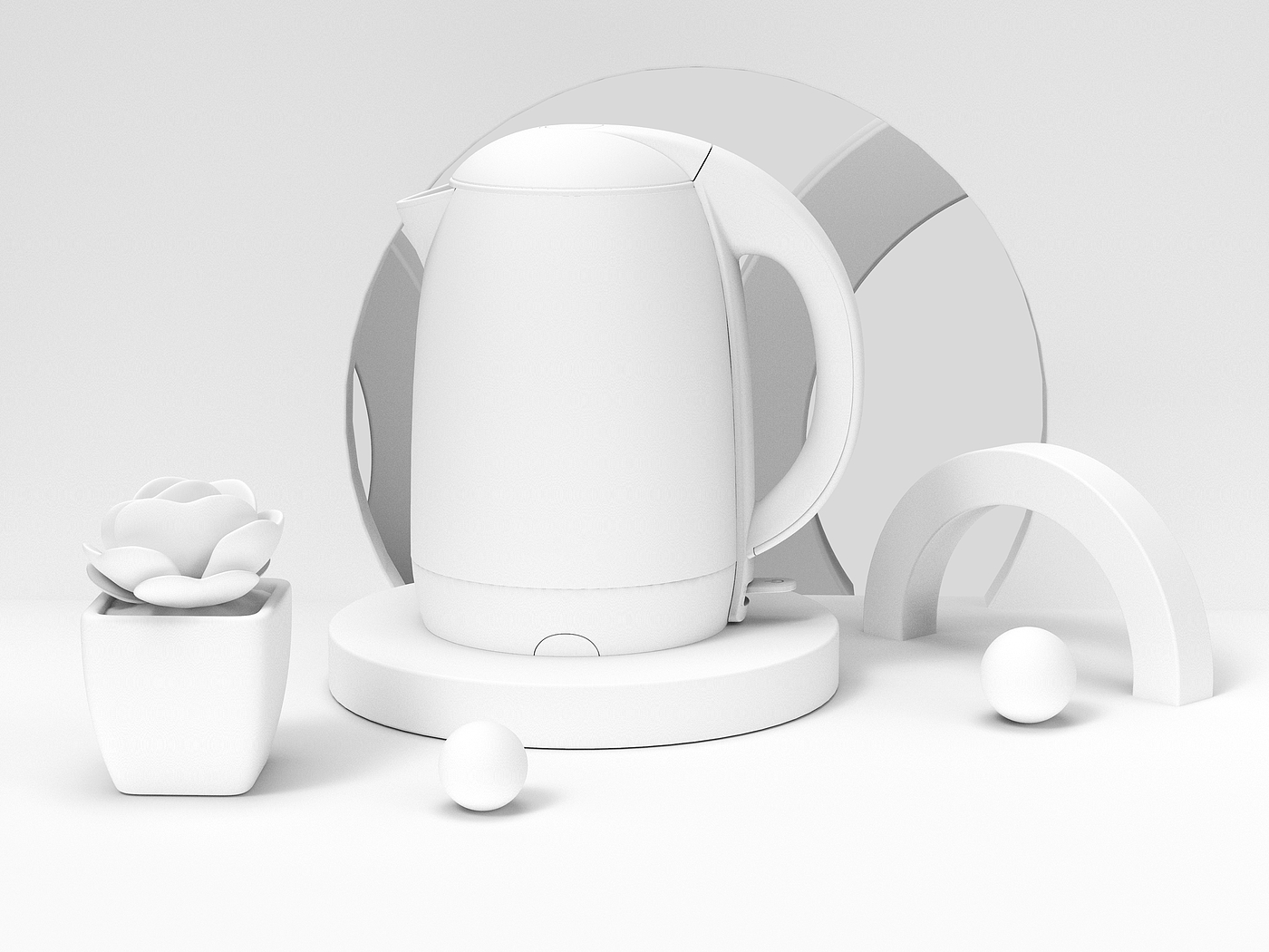 Amazon，Render，kettle，design sketch，Small scene，