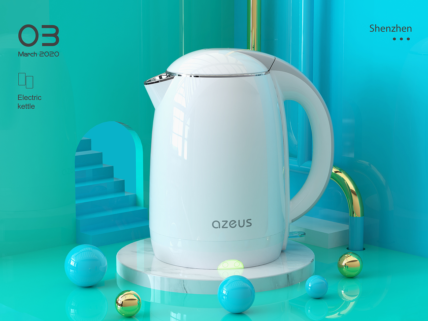 Amazon，Render，kettle，design sketch，Small scene，