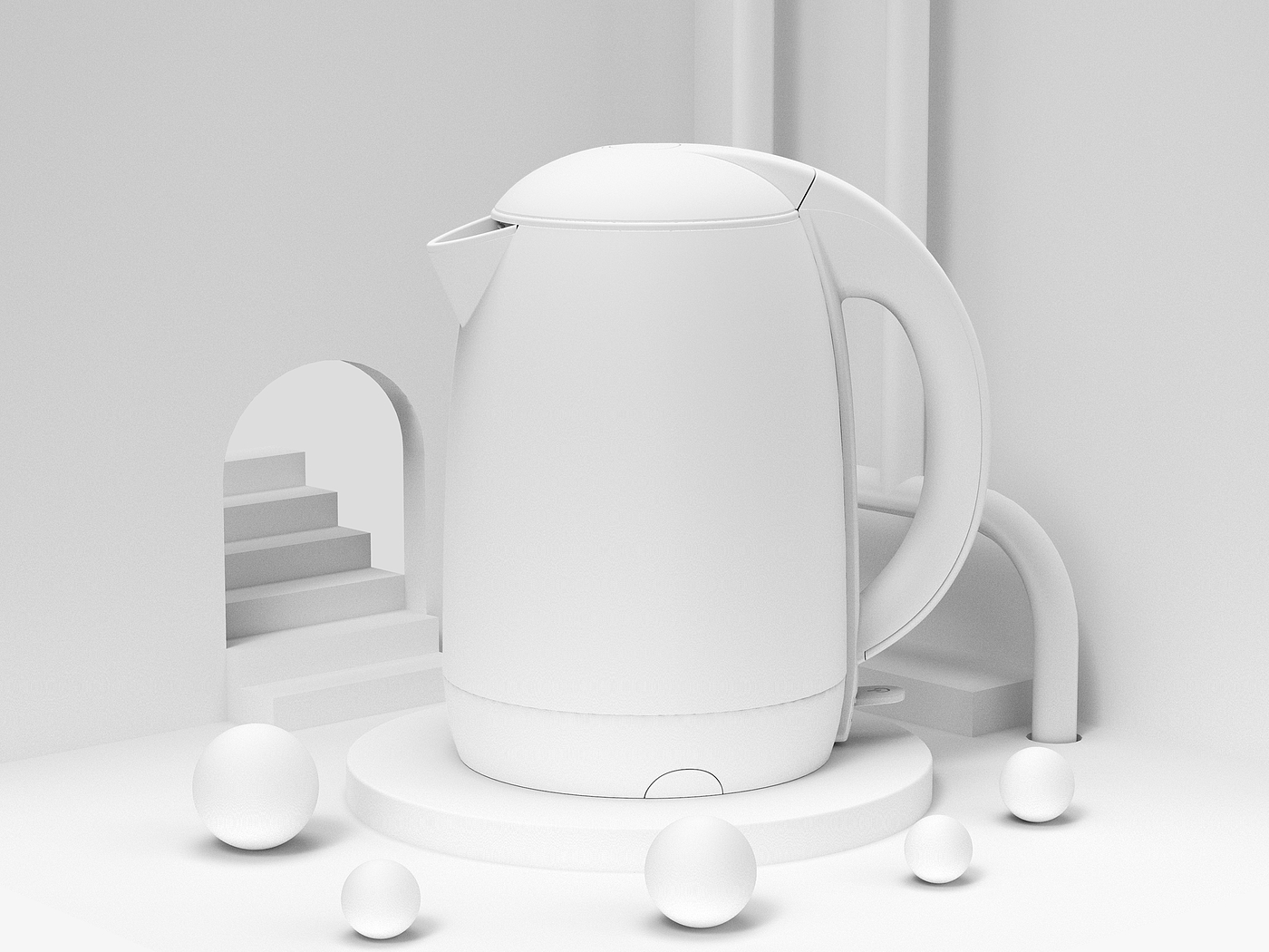 Amazon，Render，kettle，design sketch，Small scene，