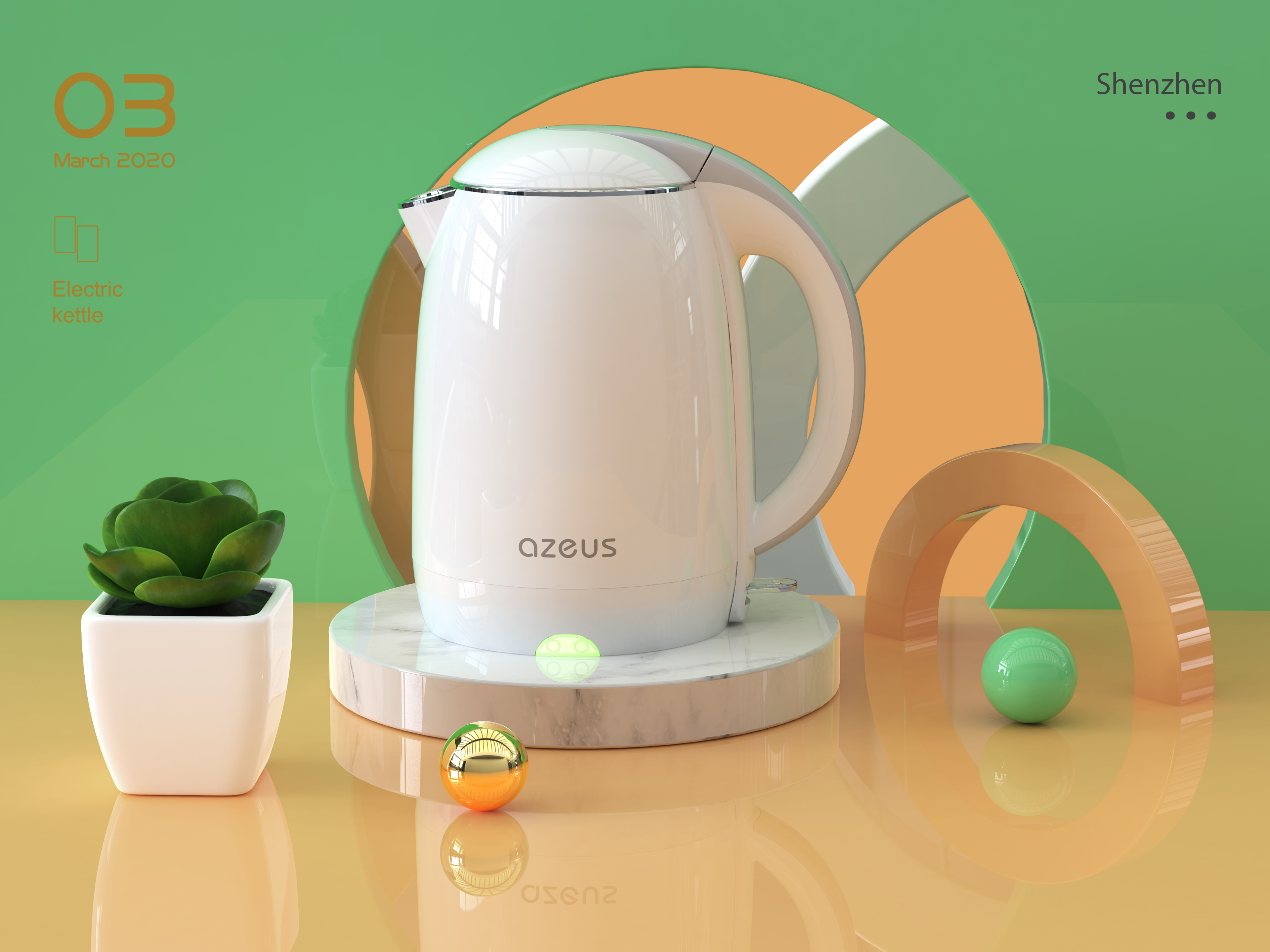Amazon，Render，kettle，design sketch，Small scene，