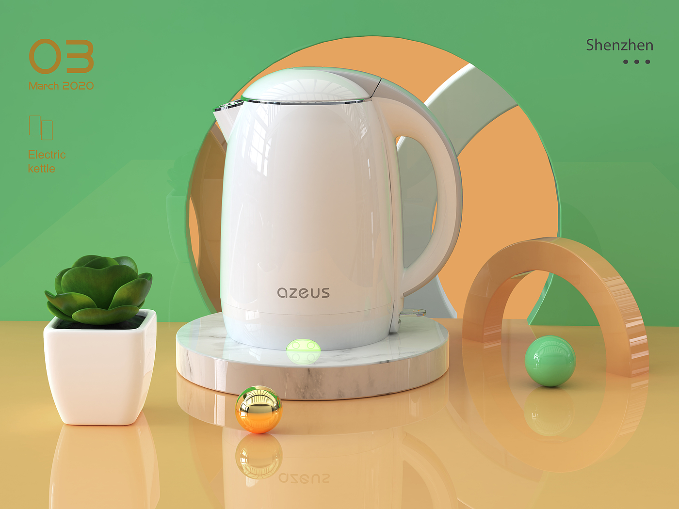 Amazon，Render，kettle，design sketch，Small scene，