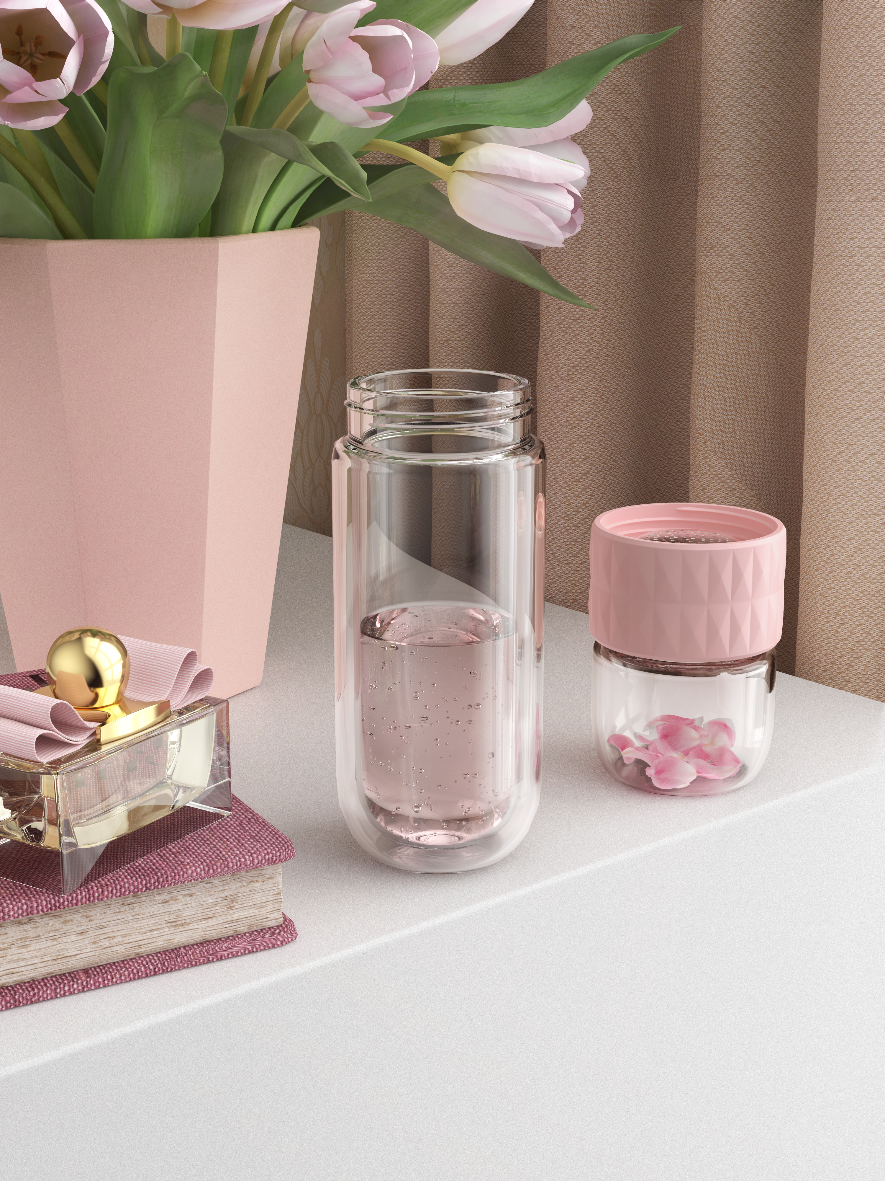 Flower tea cup，glass，