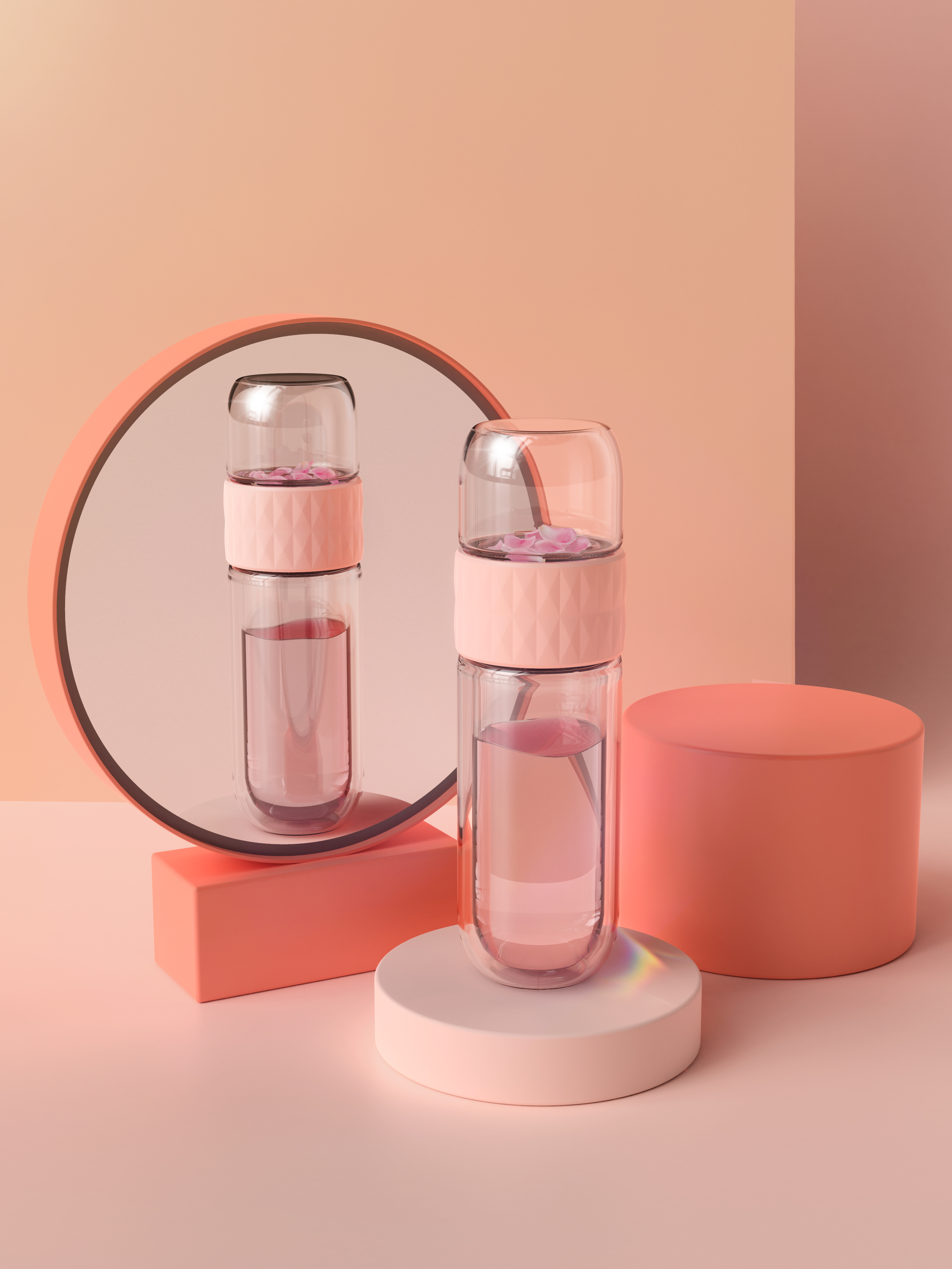 Flower tea cup，glass，