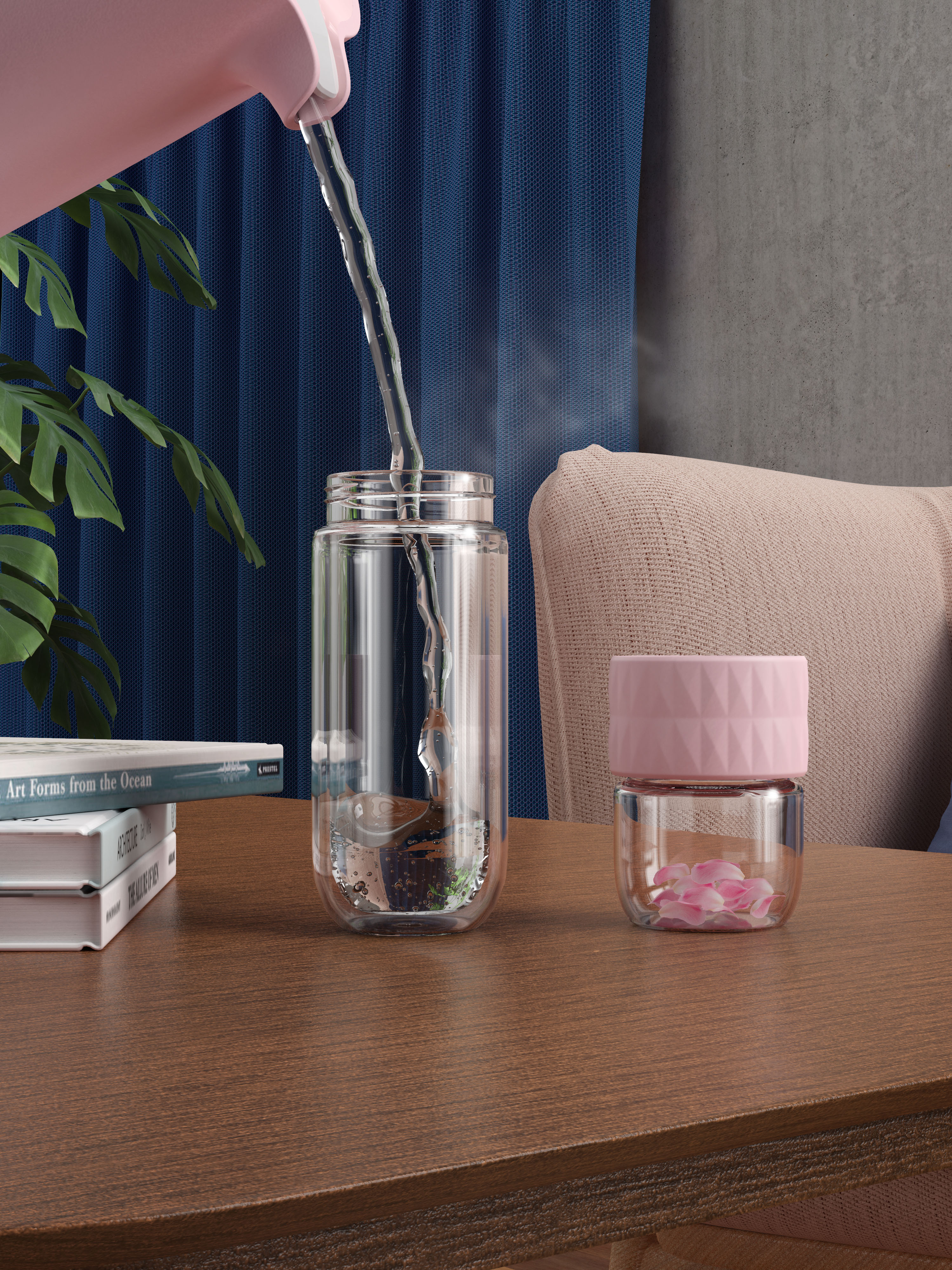 Flower tea cup，glass，