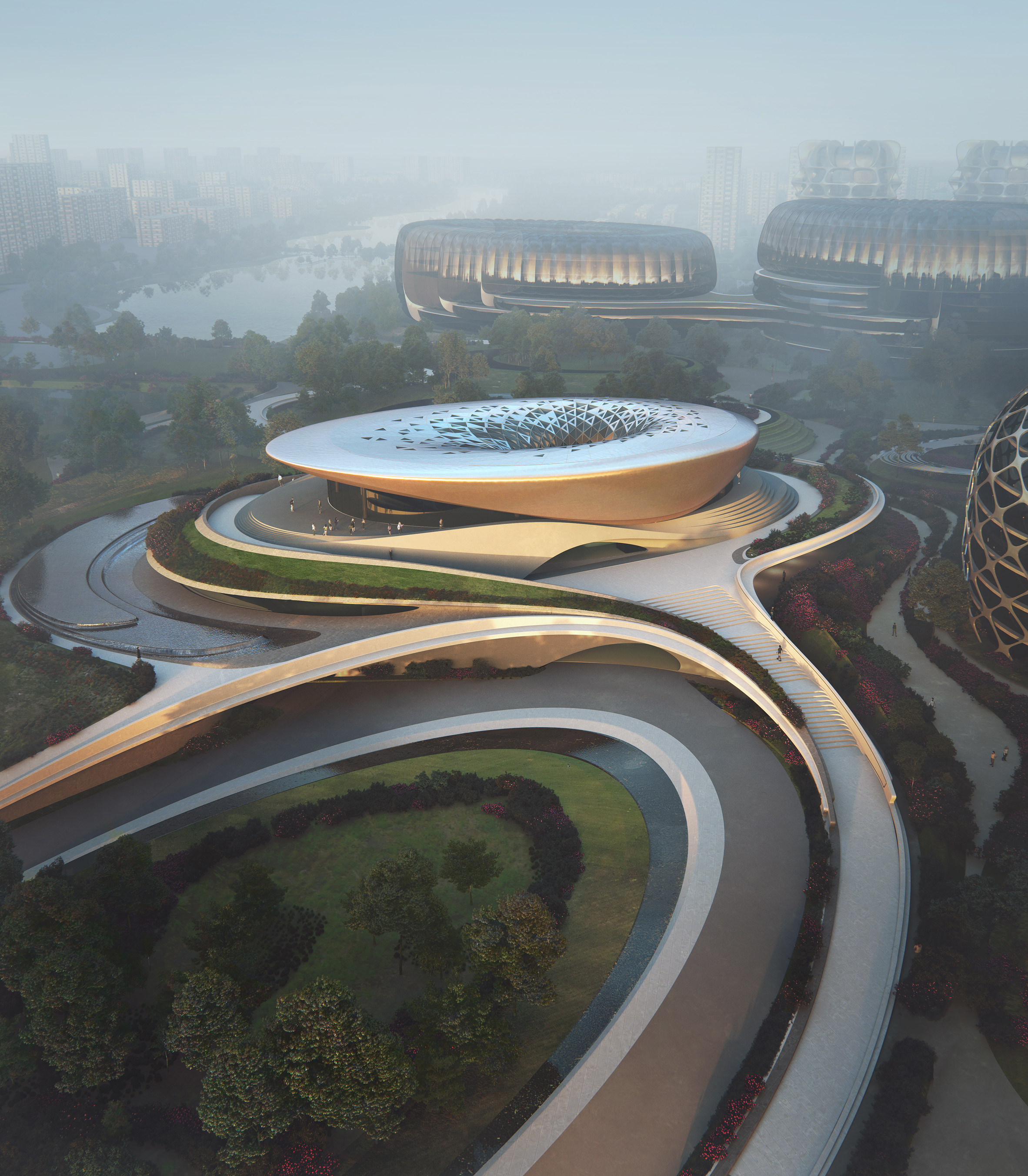 Architecture，Zaha Hadid，Unicorn Island，Chengdu Convention and Exhibition Center，
