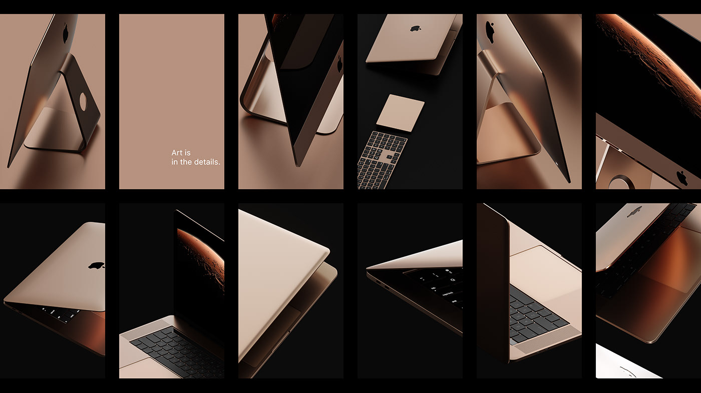 imac，macbook，Mac professional，golden，