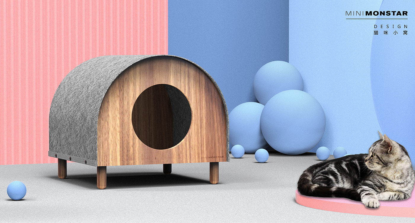 cat，Pets，nest，wooden ，Felt ，