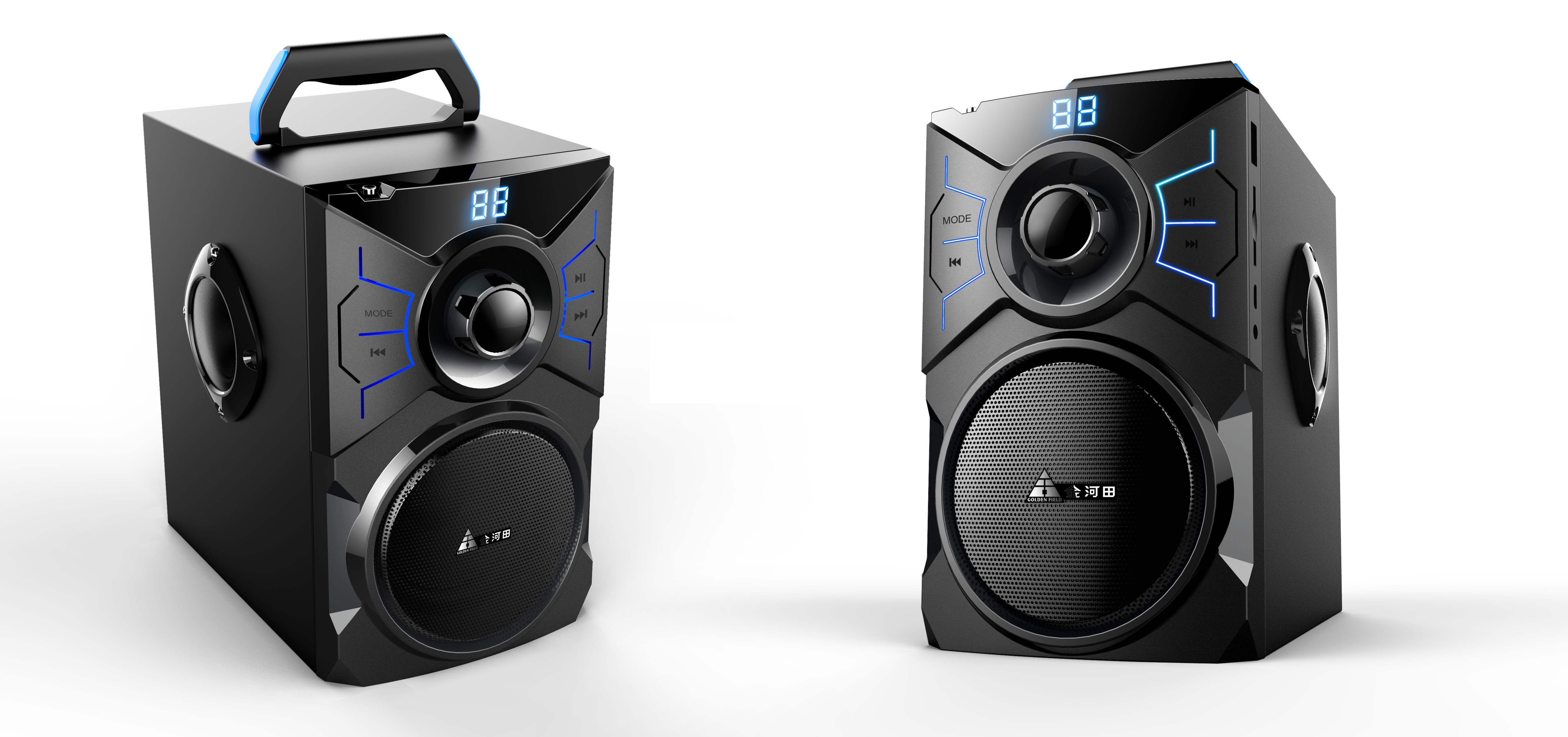 Handle square speaker，Handle speaker，Square speaker，Design of speaker in handle square，