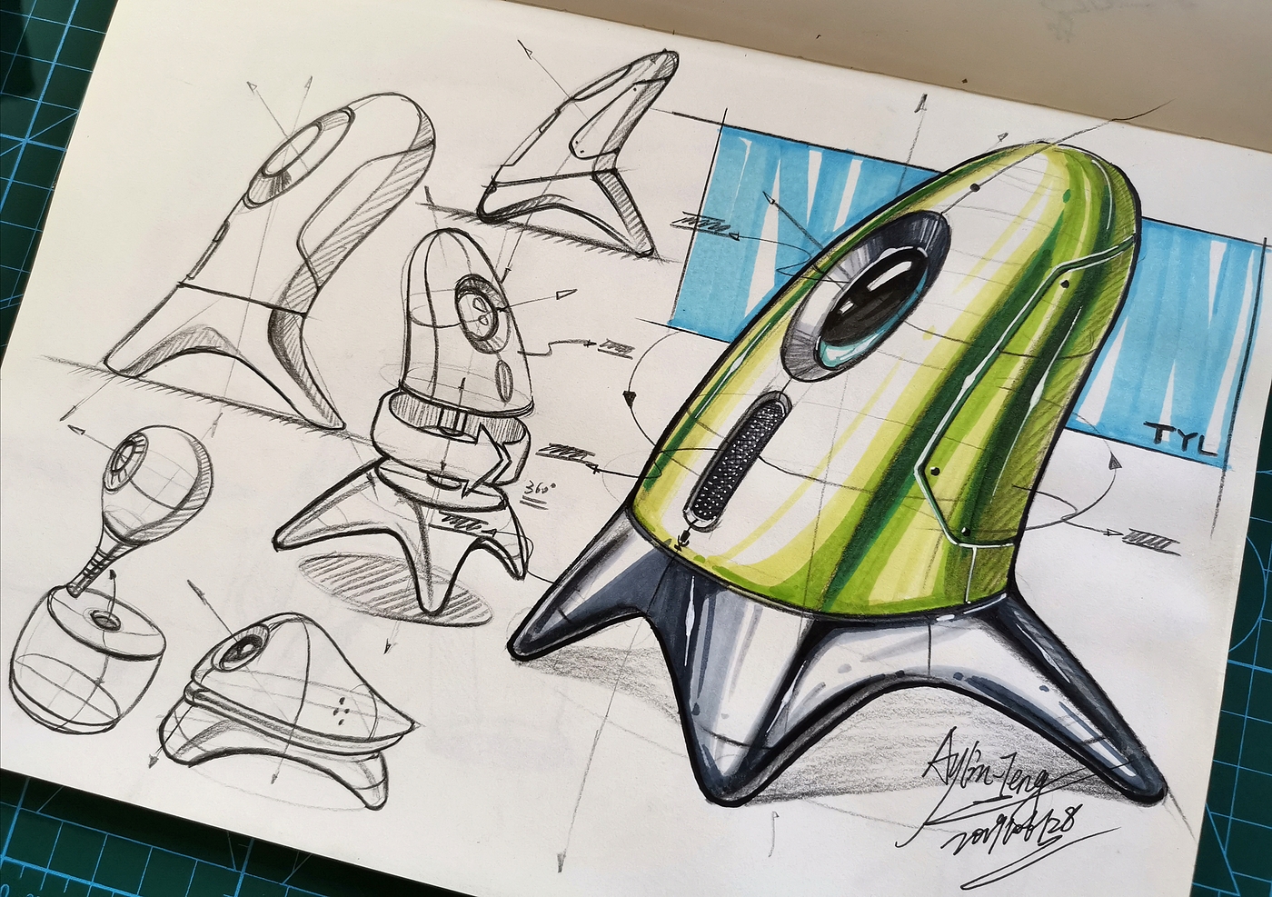 Teng Yilin，Hand drawn industrial product design，Postgraduate entrance examination for industrial product design，Pursue dream Jiangnan Design Postgraduate Entrance Examination，Designer's hand-painted book，Marker hand drawn，product design，industrial design，