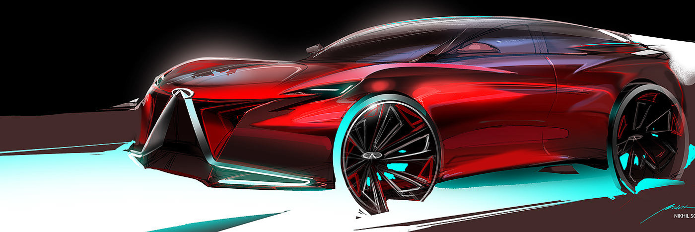 Infiniti，Infiniti QX 70，Hand drawn，sketch，automobile，
