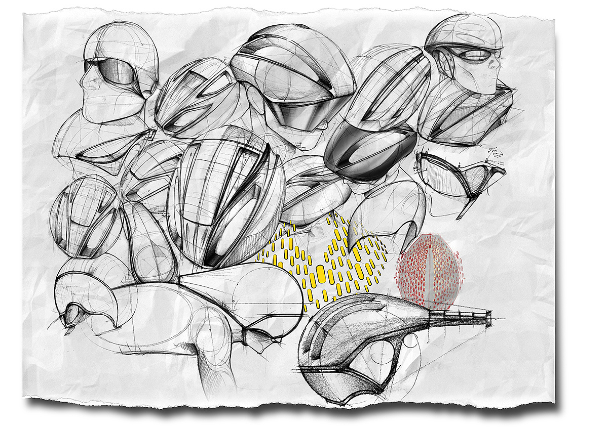 industrial design，Safety equipment，Helmet design，design sketch，product design，