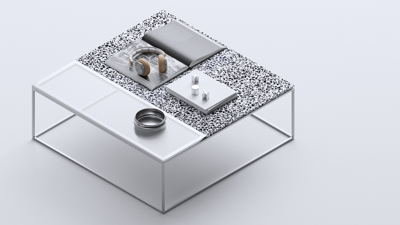 Terrazzo，Metal，Coffee table，