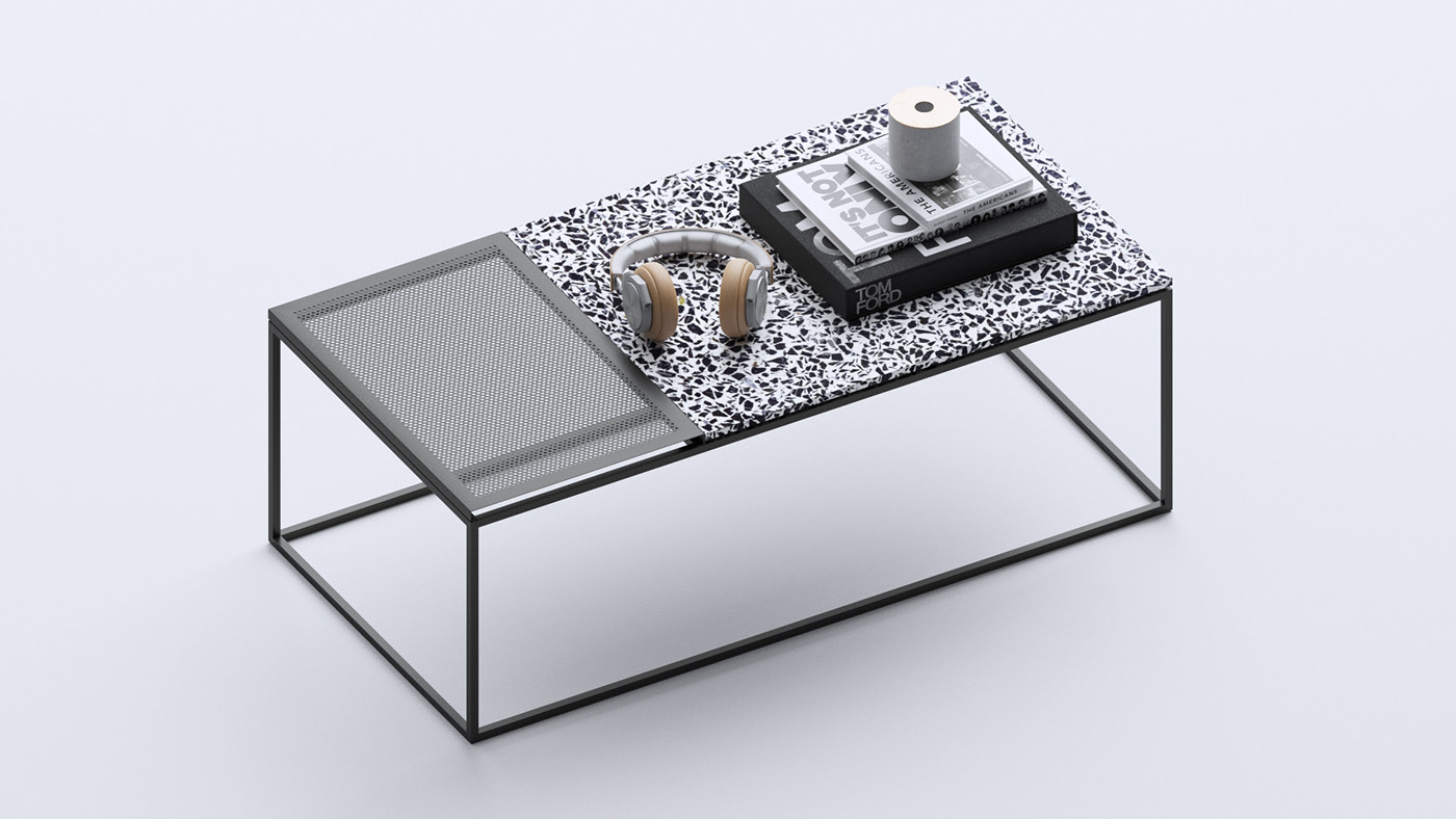 Terrazzo，Metal，Coffee table，