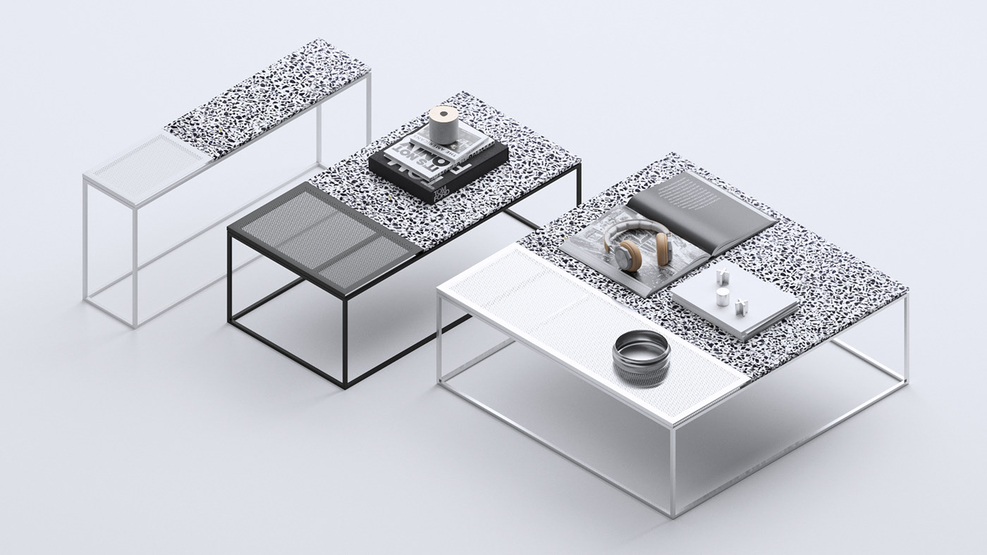 Terrazzo，Metal，Coffee table，