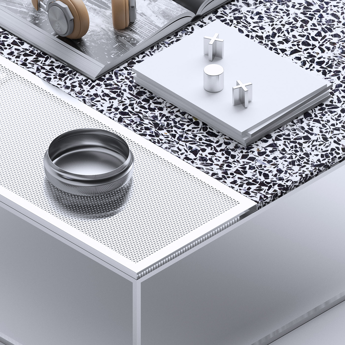 Terrazzo，Metal，Coffee table，