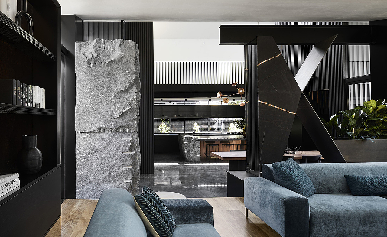 Modern residence，Black steel keel，Interior design，