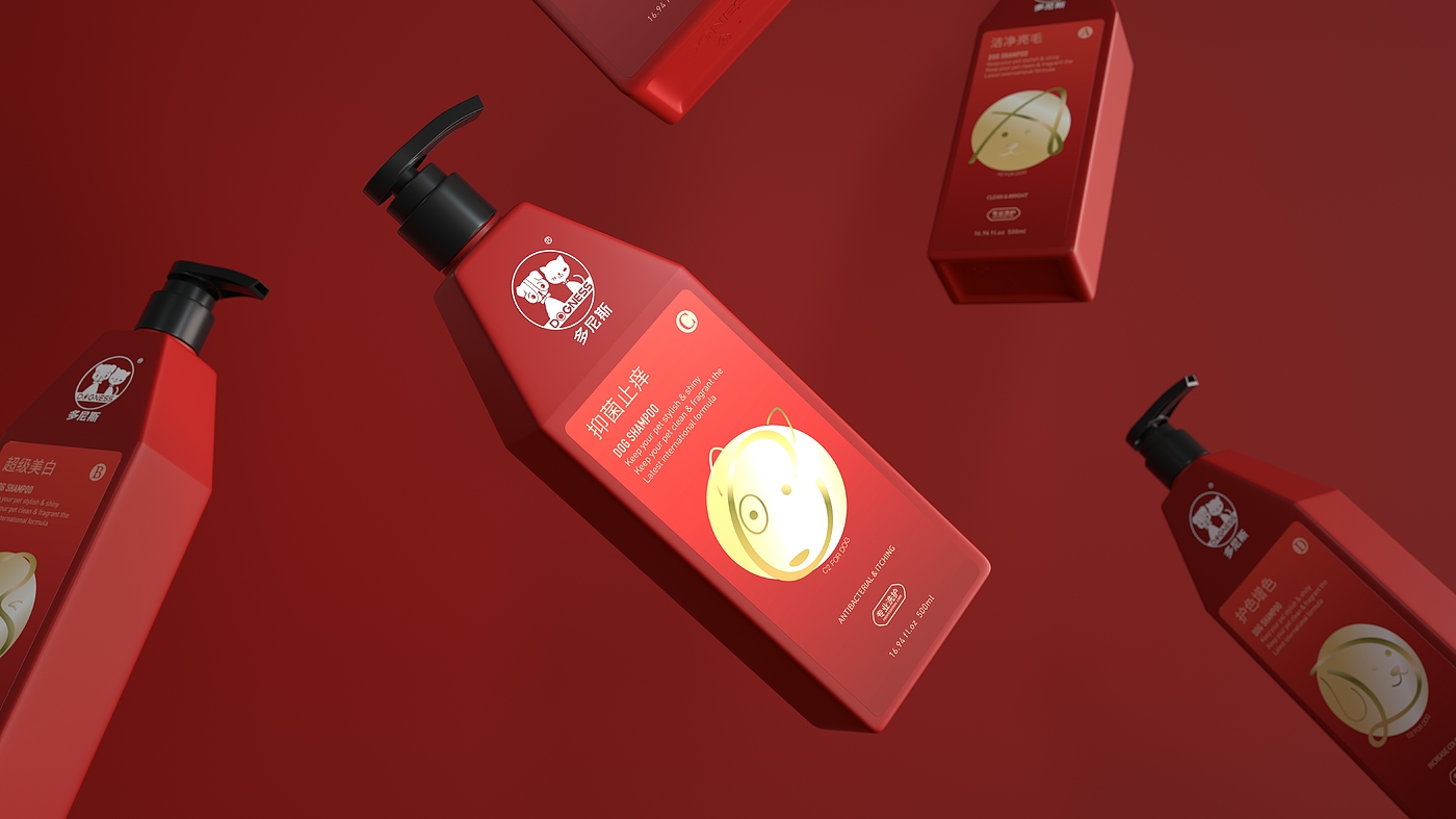 Pet shampoo series design，Pet brand design，Design of pet shower gel package，Donis group，Package design，