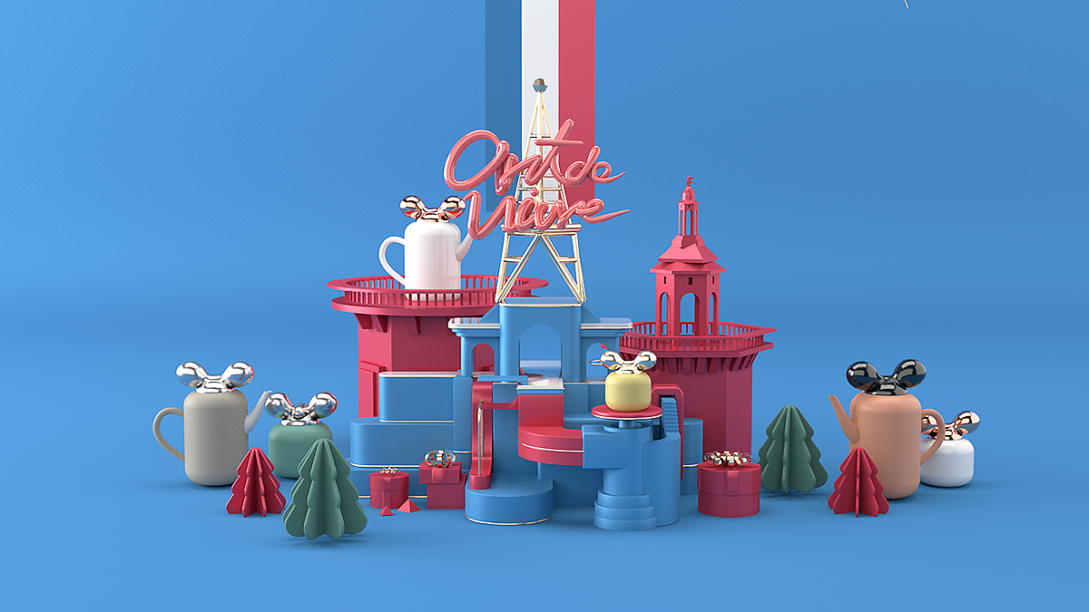 茶壶，c4d，品牌推广，Francfranc，