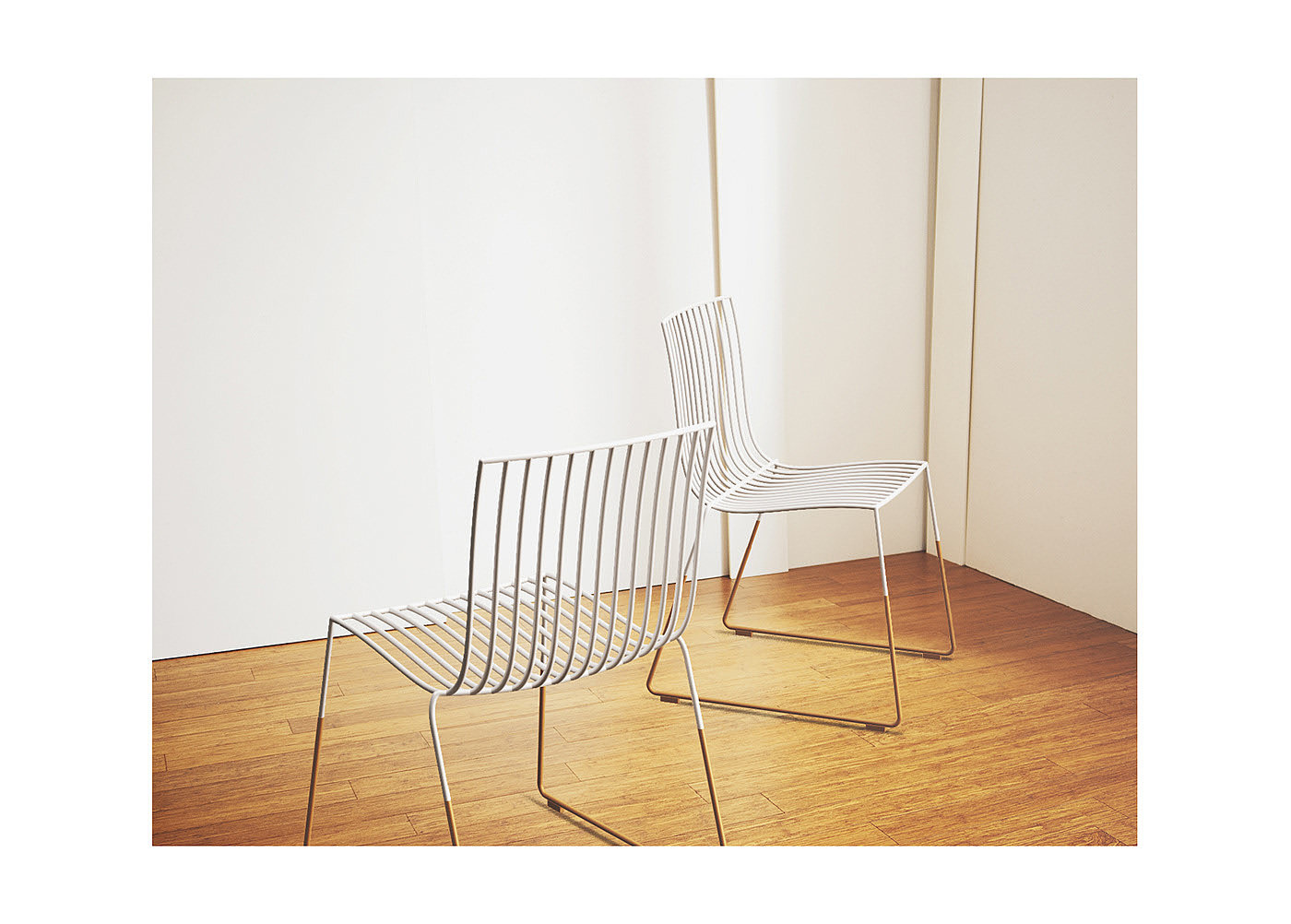 Metal，white，chair，chair，line，one thousand nine hundred and fifty-five，