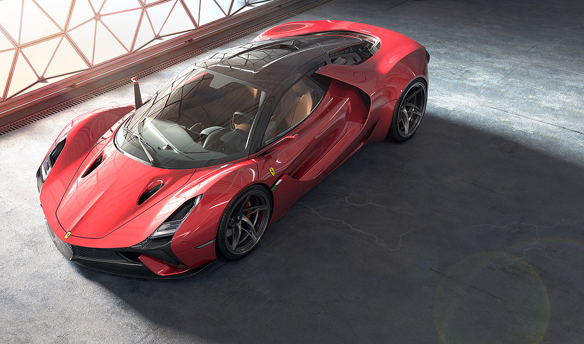 Ferrari，Design story，sketch，modeling，Render，Concept Car，