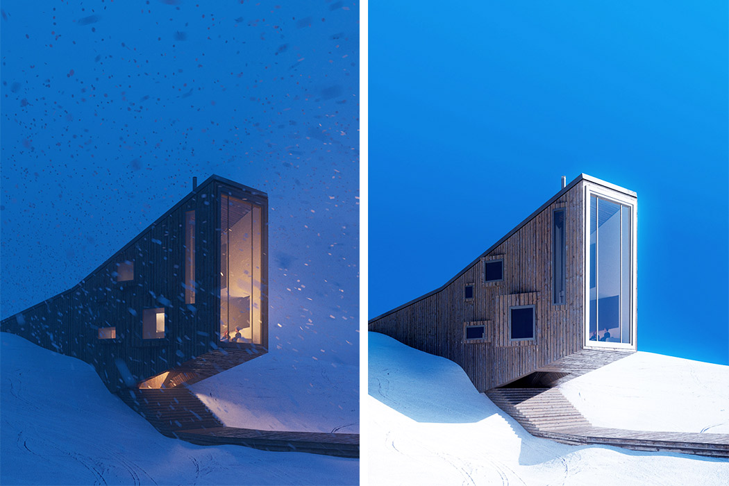 hotel，skiing，winter，industrial design，