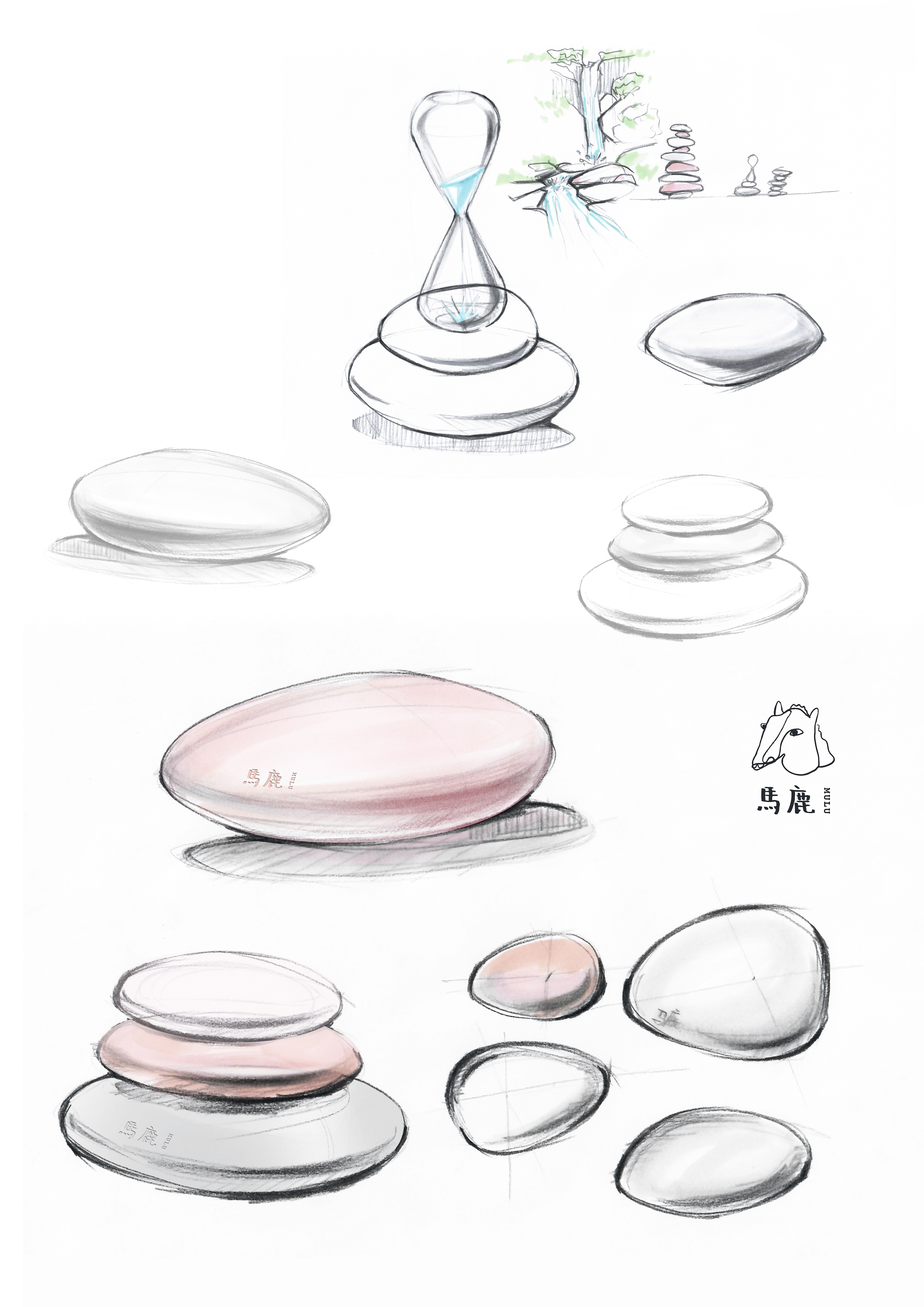 Hourglass, original design, red deer，