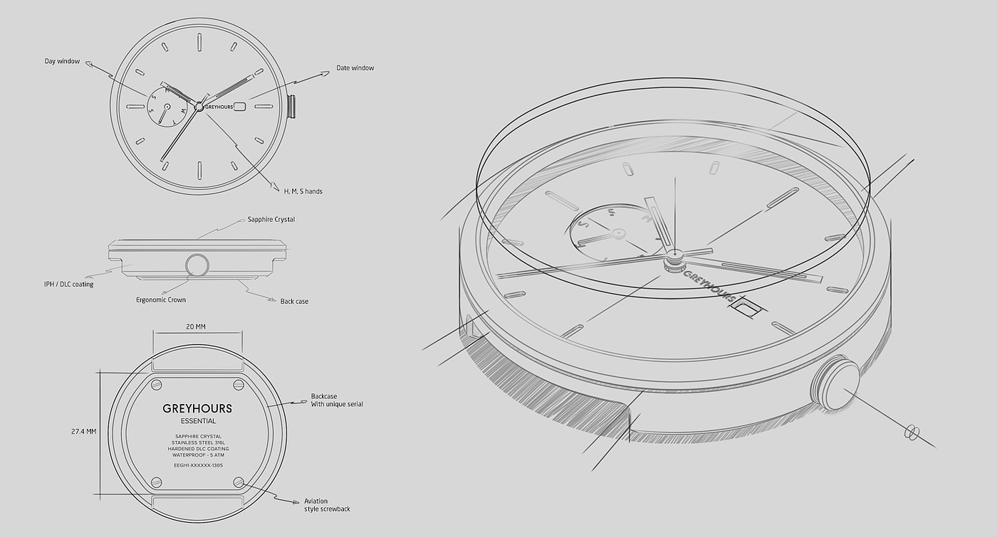 GREYHOURS，创意，设计，手表，极简，