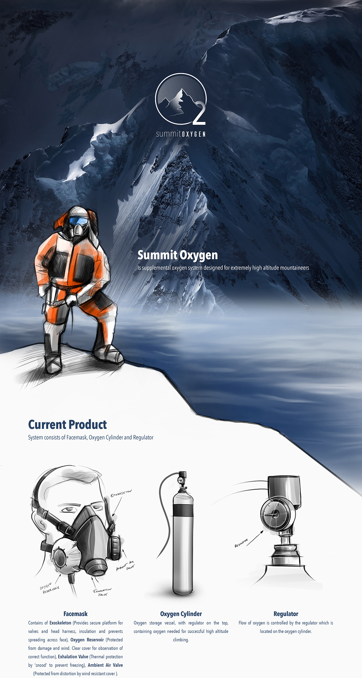 product design，on foot，Mountaineering，Oxygen supply，