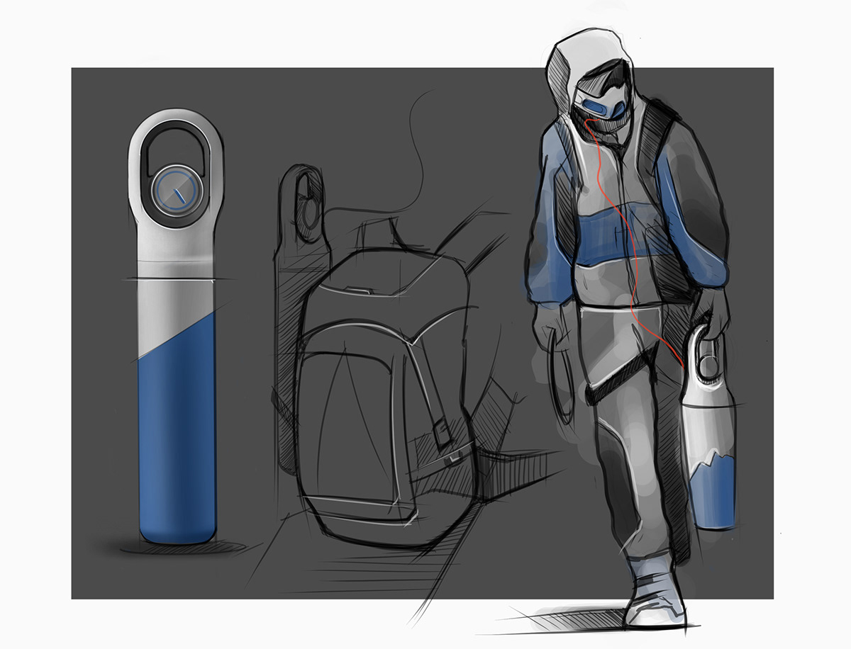 product design，on foot，Mountaineering，Oxygen supply，