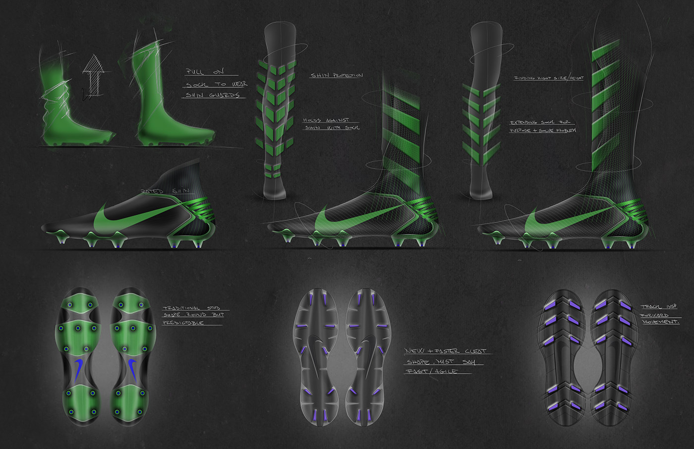 Soccer shoes，sneakers，Nike，conceptual design，