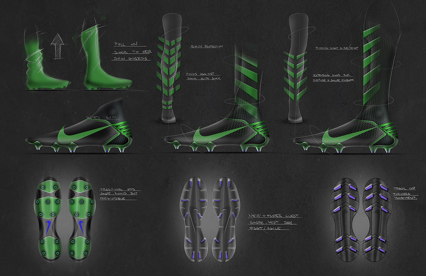 Soccer shoes，sneakers，Nike，conceptual design，