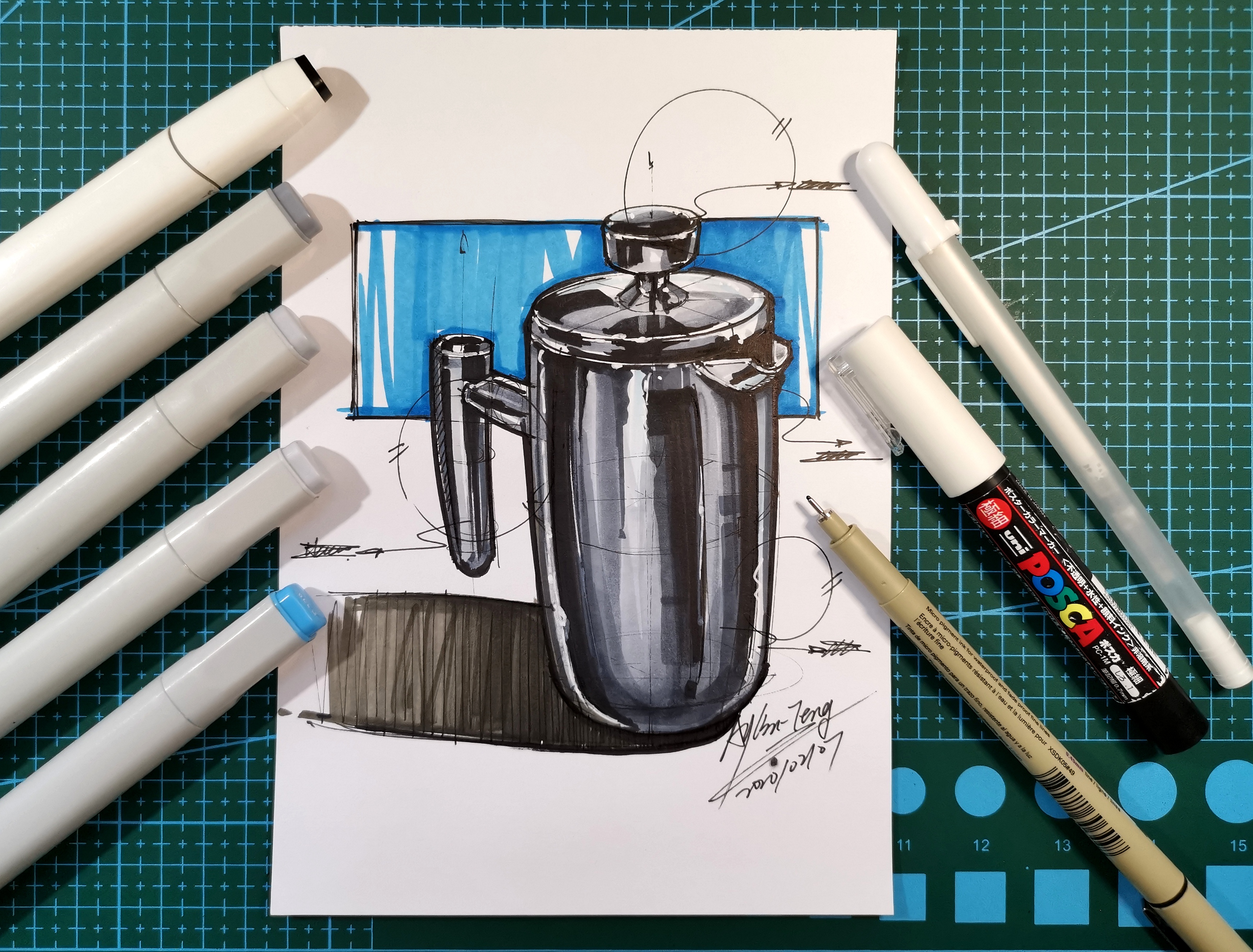 Teng Yilin，Hand drawn industrial product design，Postgraduate entrance examination for industrial product design，Pursue dream Jiangnan Design Postgraduate Entrance Examination，Designer's hand-painted book，