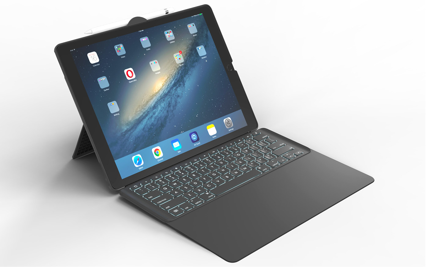 Product rendering，keyboard，Bracket，iPad Pro，