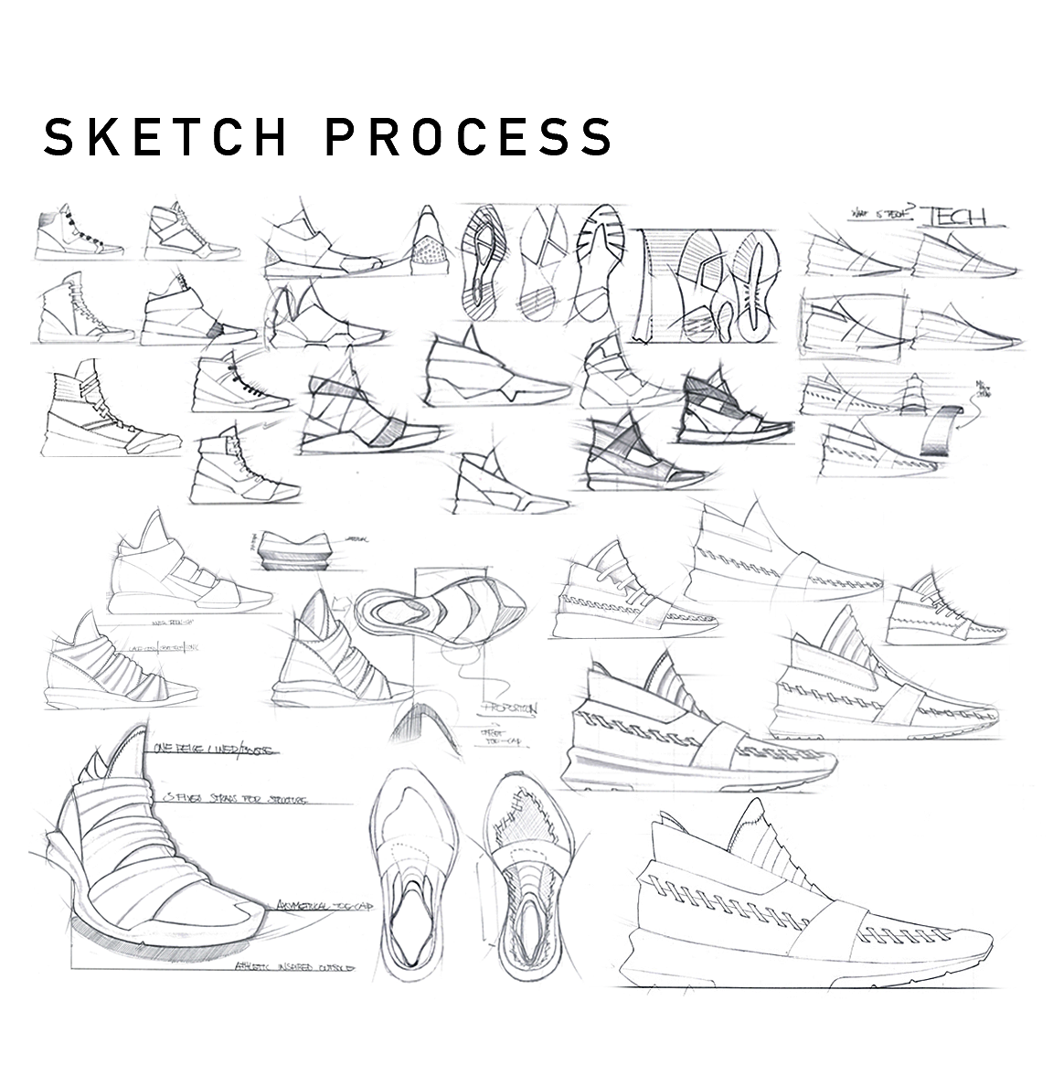 鞋类设计，跑鞋，篮球鞋，草图，