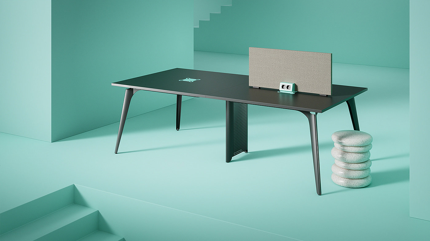 cgi，Table，Desk lamp，chair，