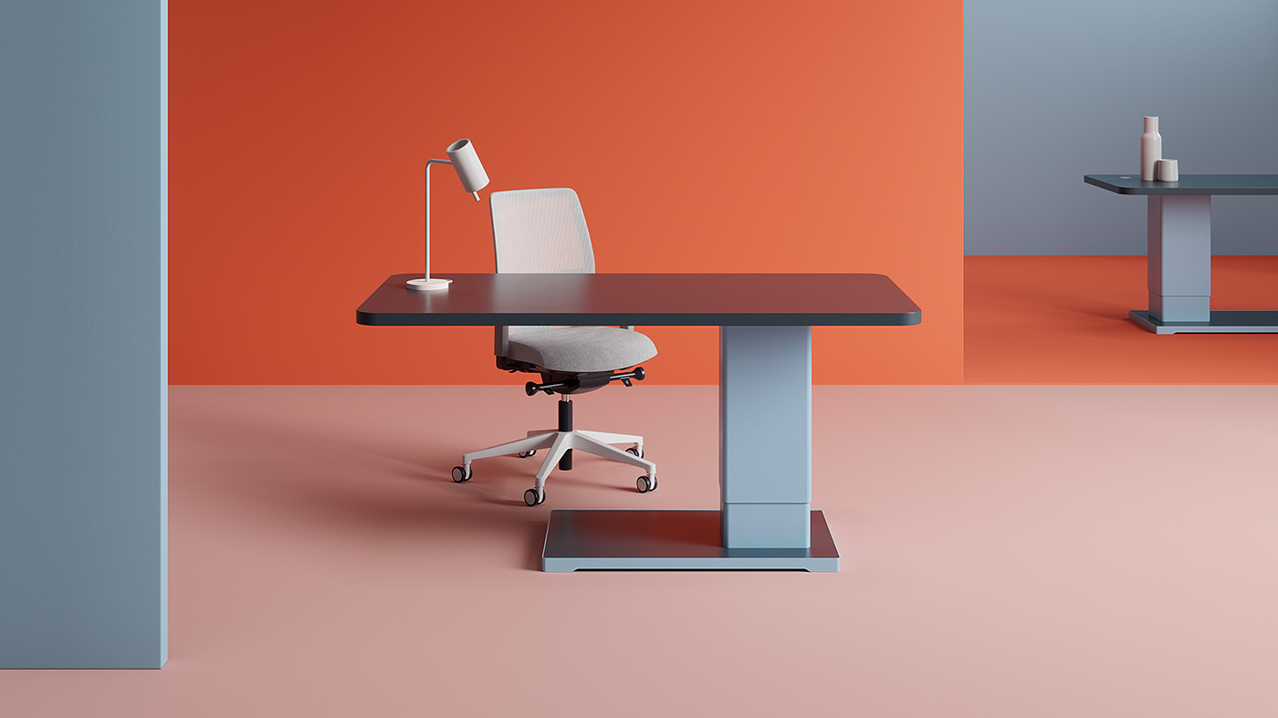 cgi，Table，Desk lamp，chair，