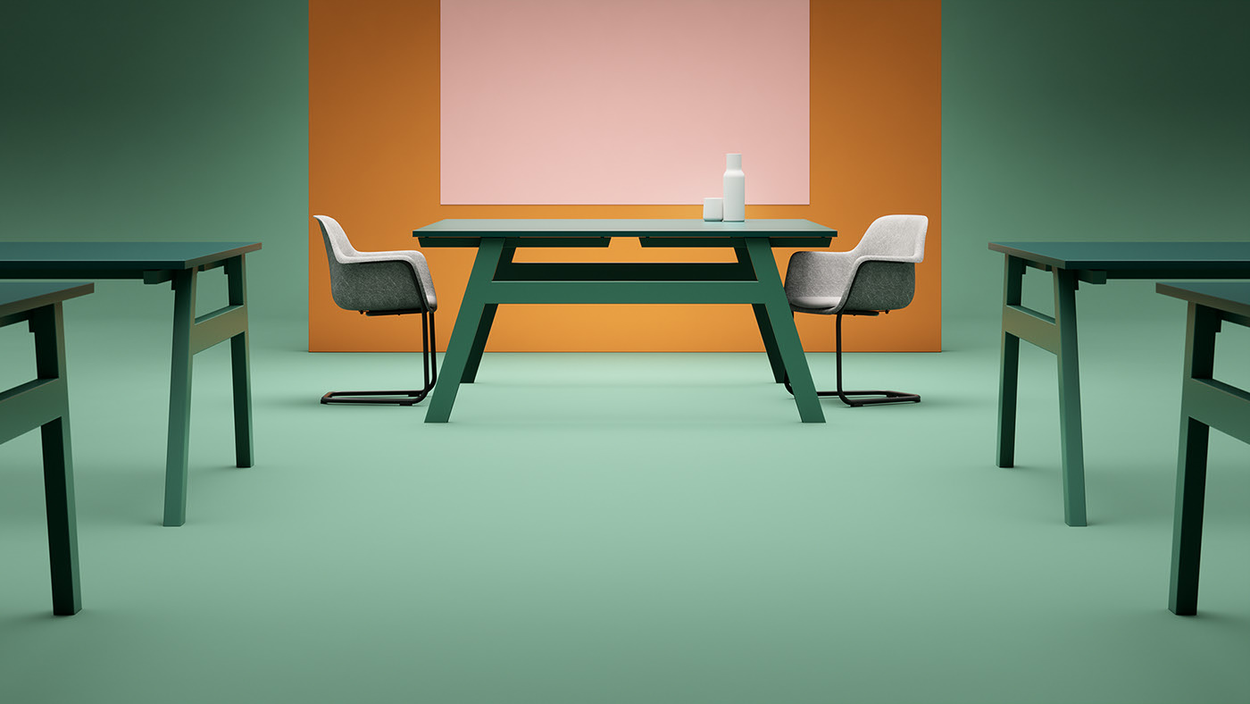 cgi，Table，Desk lamp，chair，