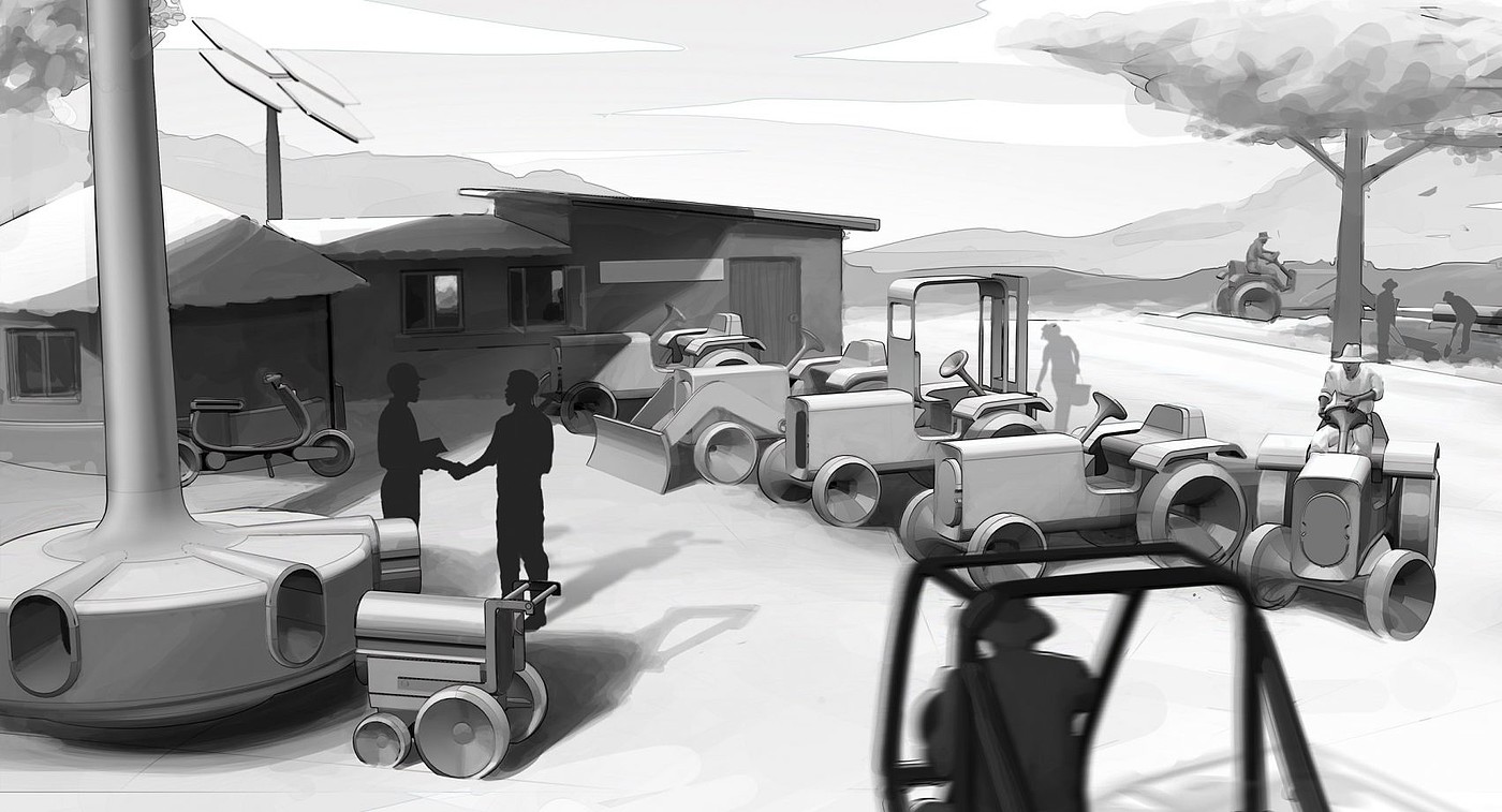 Electric tractor，concept，rural，