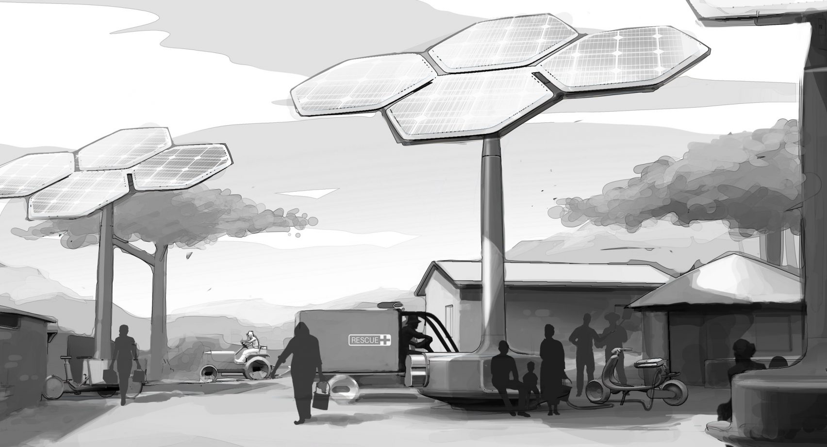 Electric tractor，concept，rural，