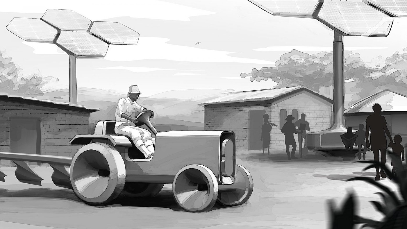 Electric tractor，concept，rural，