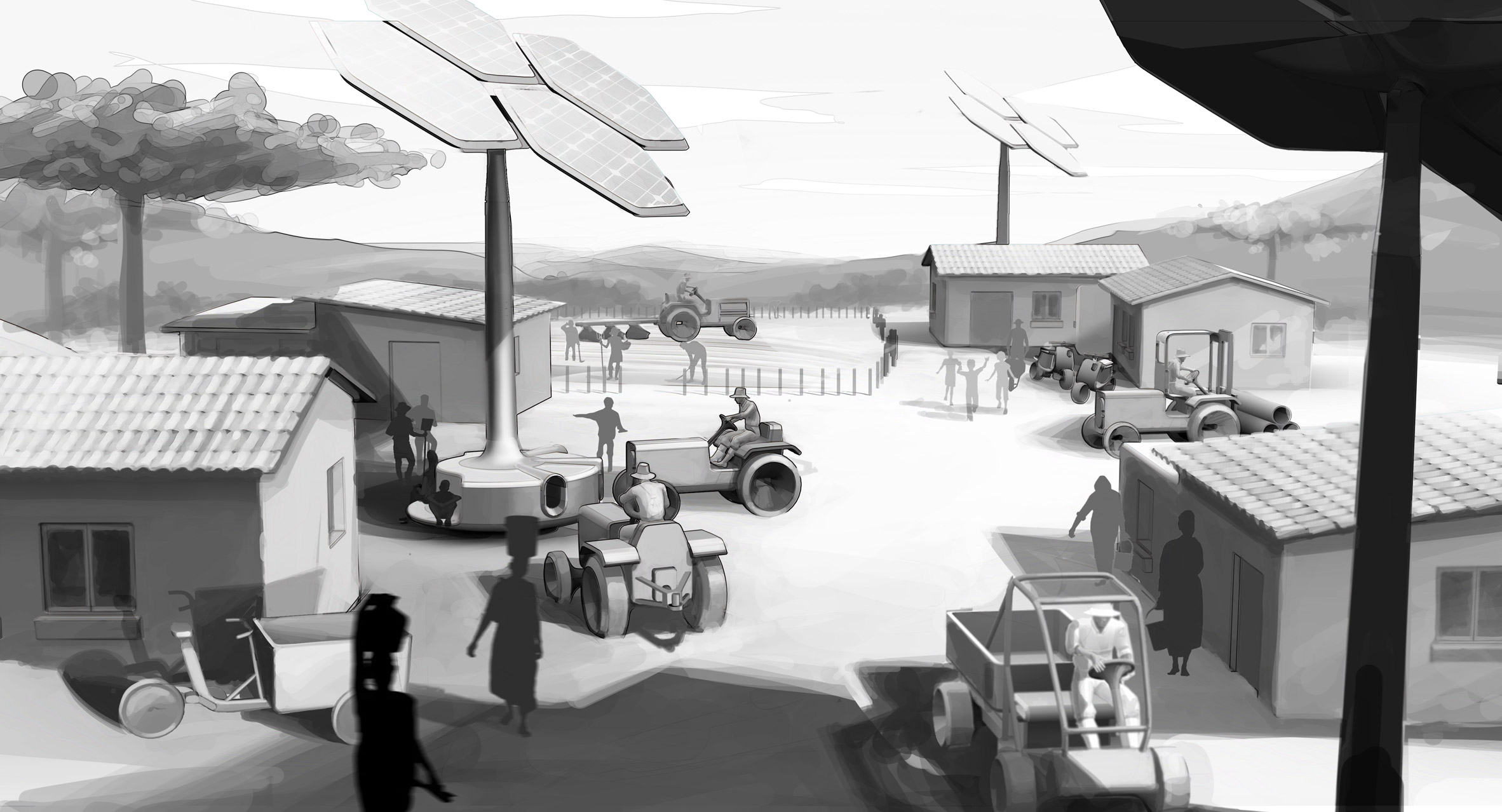 Electric tractor，concept，rural，