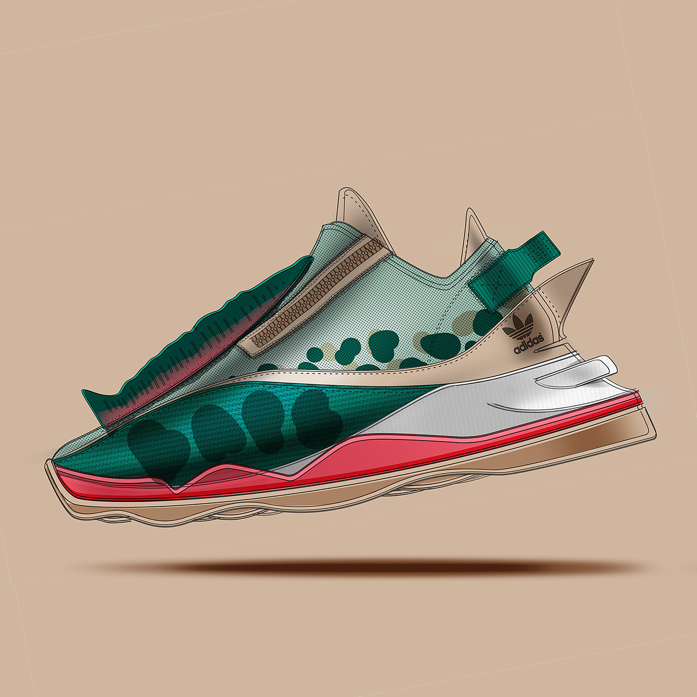 sneakers，footwear design ，sketch，