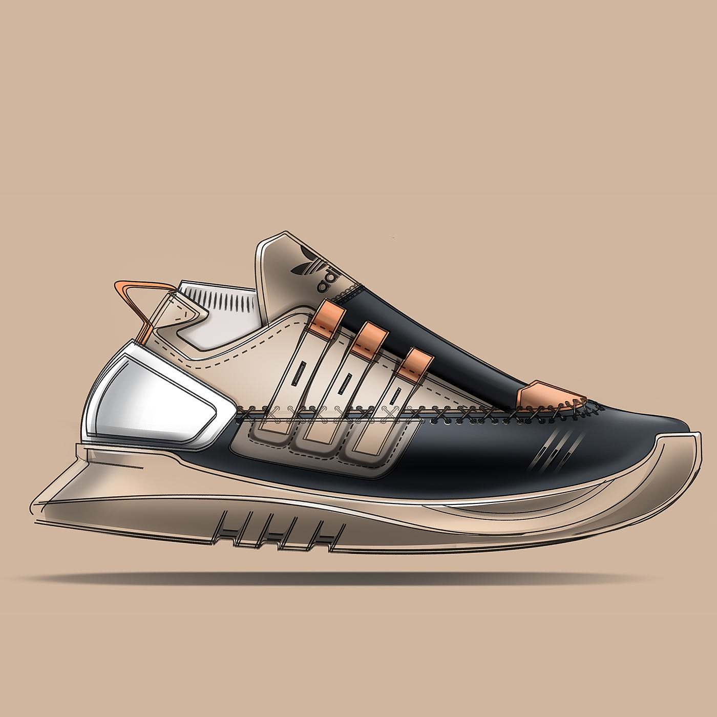 sneakers，footwear design ，sketch，