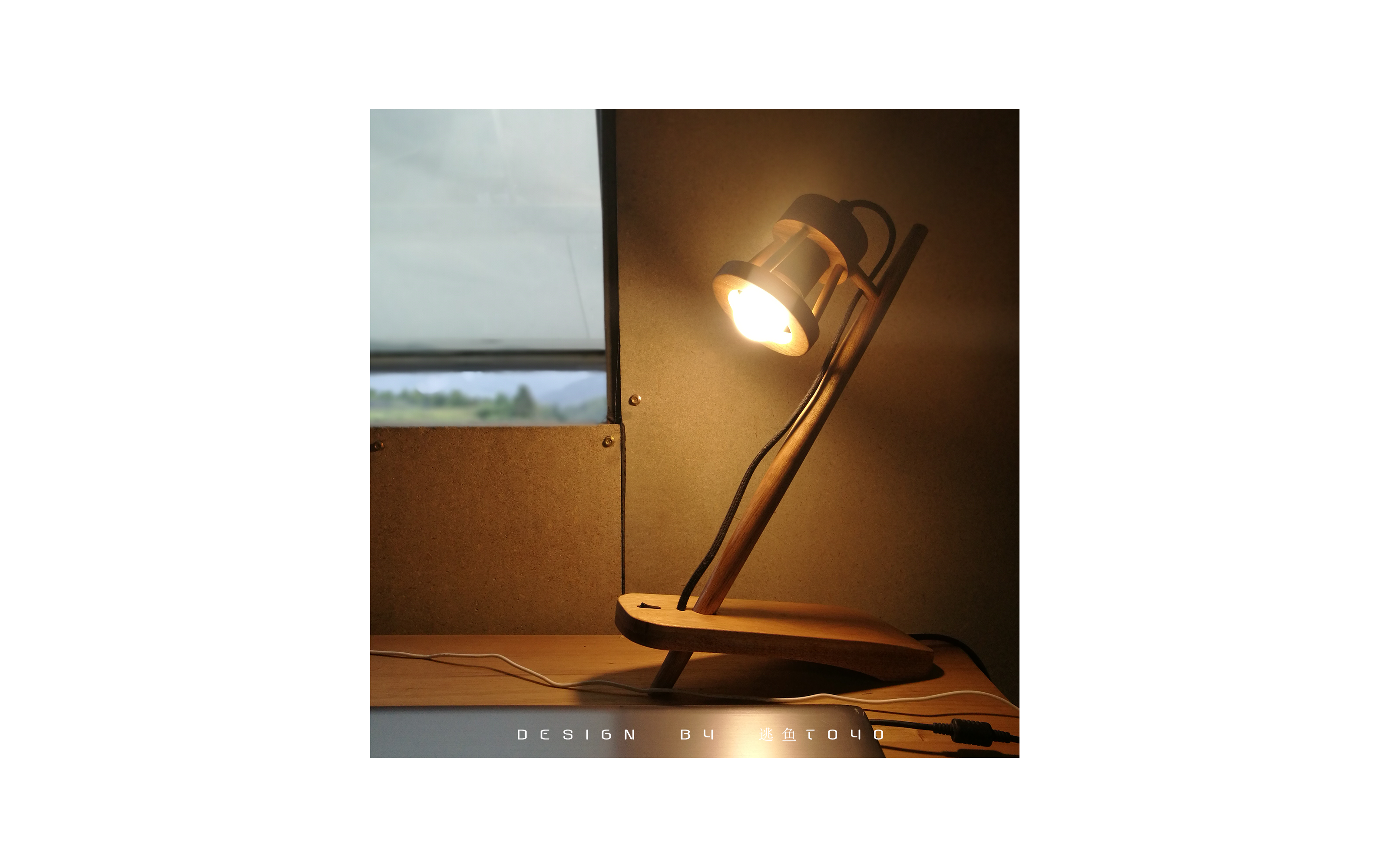 Log，Industrial wind，Desk lamp，originality，