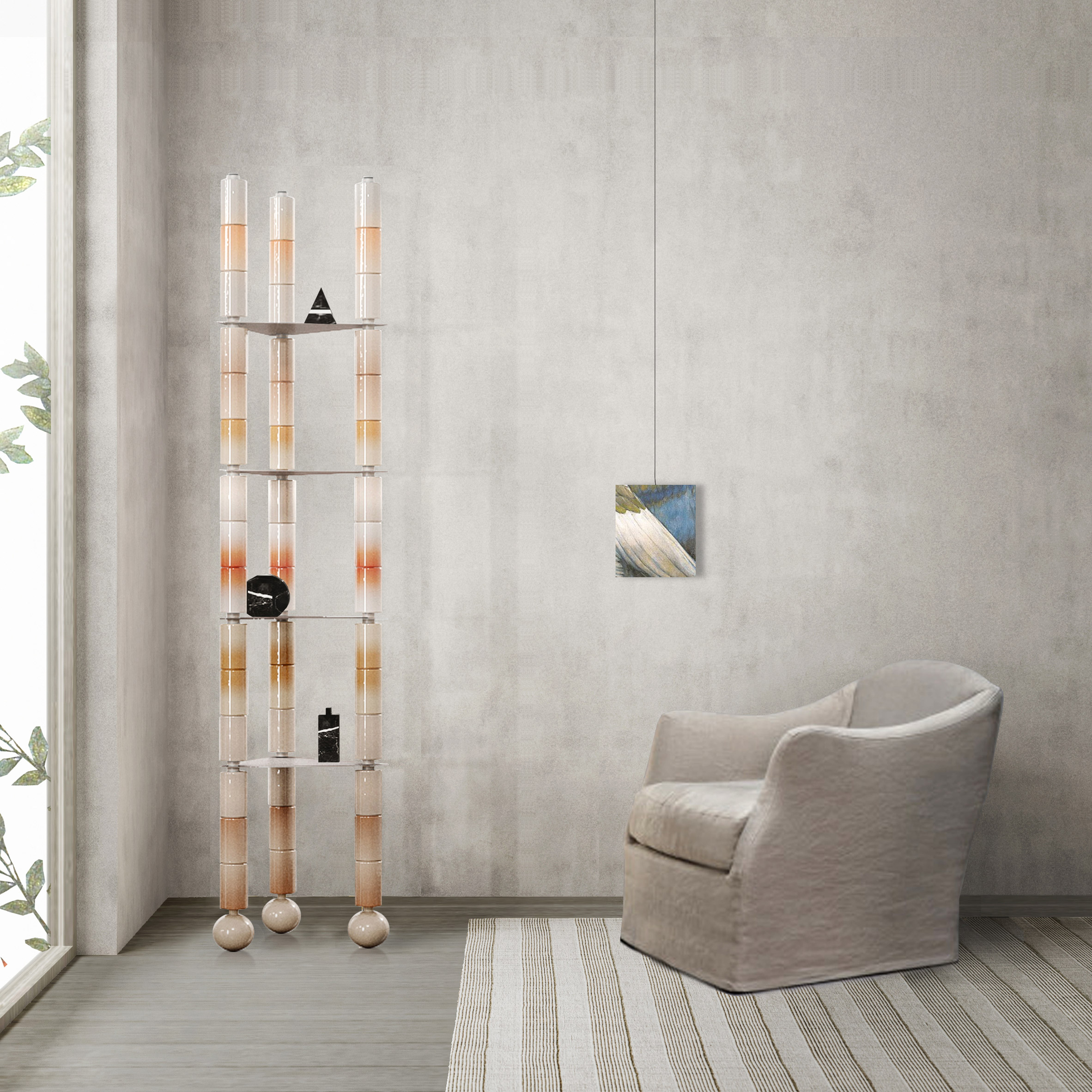 furniture，ceramics，lamp，Table，Shelf，