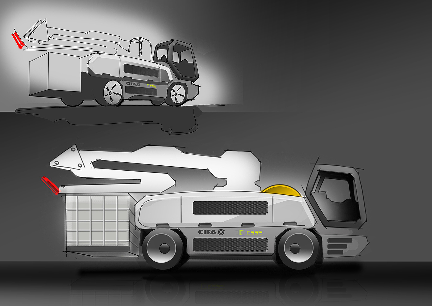 industrial design，Heavy vehicle，science and technology，conceptual design，Design effect drawing，