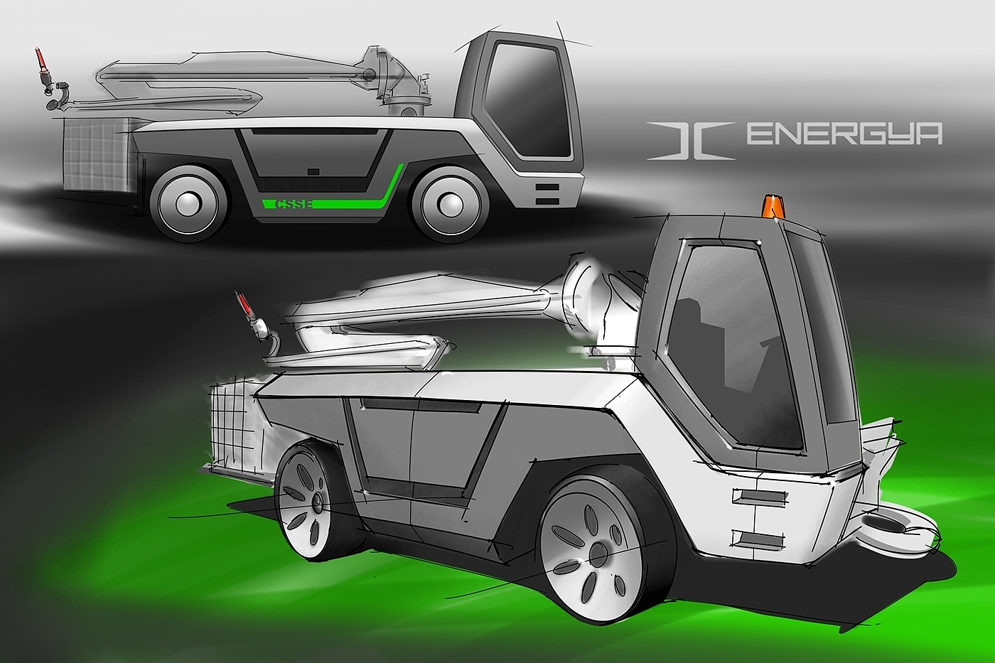 industrial design，Heavy vehicle，science and technology，conceptual design，Design effect drawing，