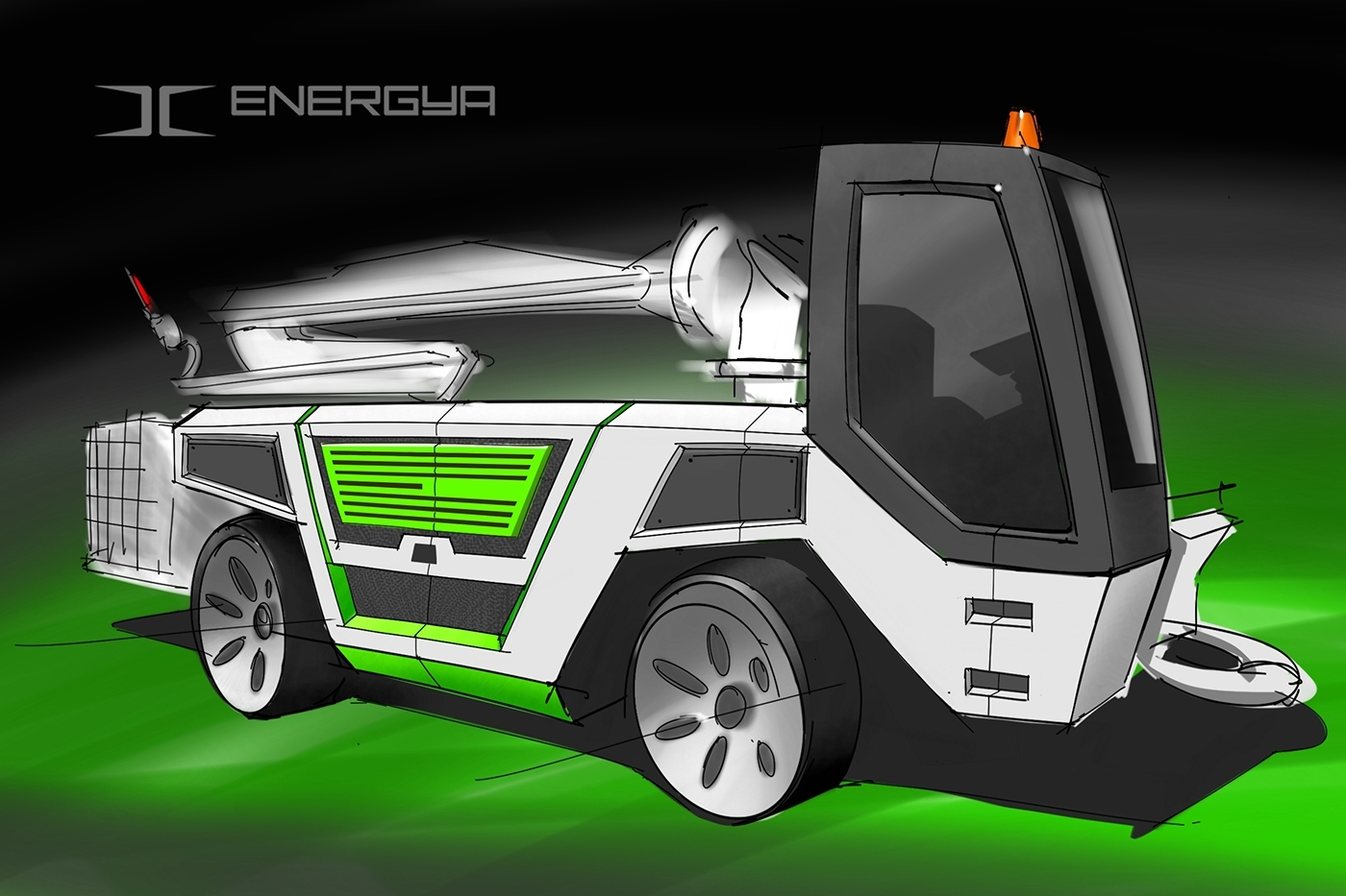 industrial design，Heavy vehicle，science and technology，conceptual design，Design effect drawing，