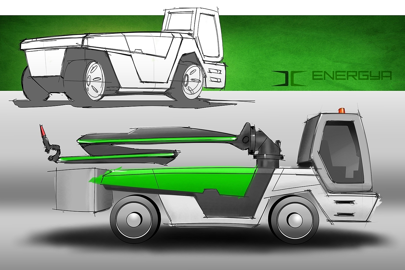 industrial design，Heavy vehicle，science and technology，conceptual design，Design effect drawing，