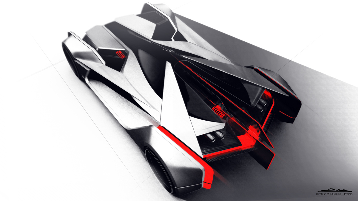 Automatic design，Sports car，science and technology，Hand drawn，Render，Industry，